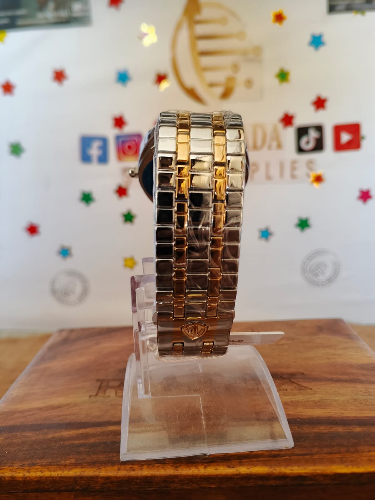 timepiece that defines luxury: the khanzada 'sparkle elegance' two tone watch with diamond bezel