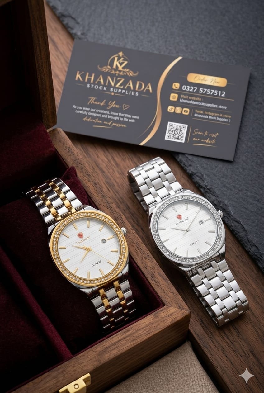 timepiece that defines luxury: the khanzada 'sparkle elegance' two tone watch with diamond bezel