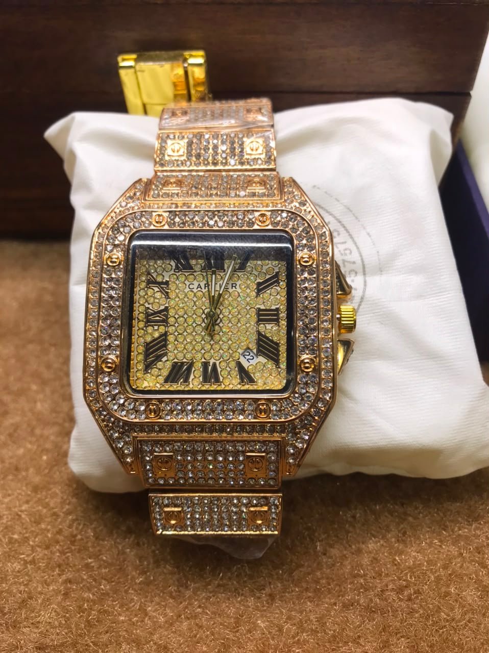 luxury square black diamond style men's watch | quartz analog stainless steel wrist watch